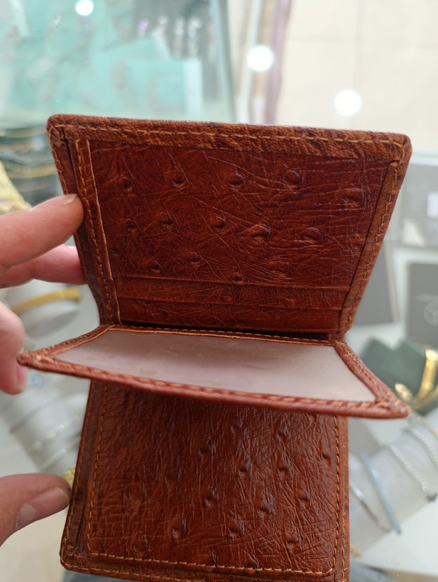 کیف جیبی چرم طبیعی شترمرغ