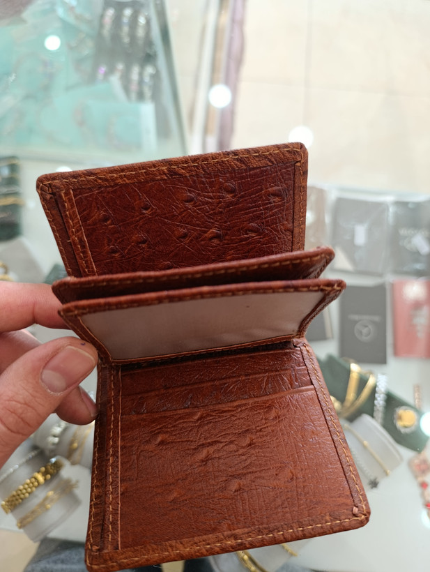 کیف جیبی چرم طبیعی شترمرغ