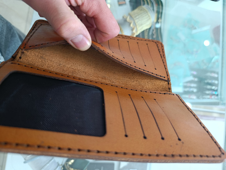 کیف کتی چرم طبیعی گاومیش دست دوز
